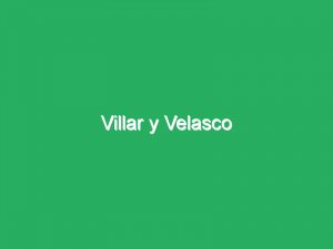 Villar y Velasco